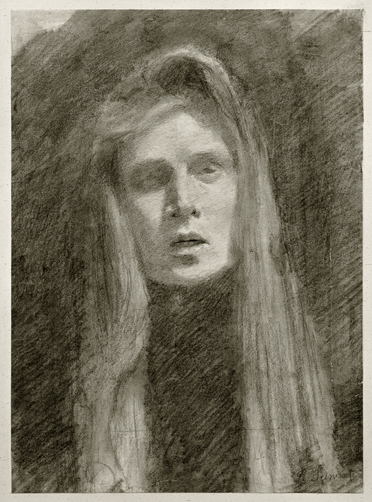 Weibliches Porträt mit Kopftuch (Selbstbildnis) de Clara Siewert