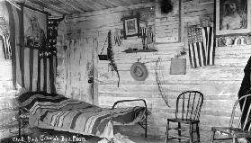 Interior of Red Clouds House, 1891 (b/w photo)