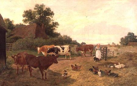 A Kentish Farm Scene, Milking-Time de Claude Clark