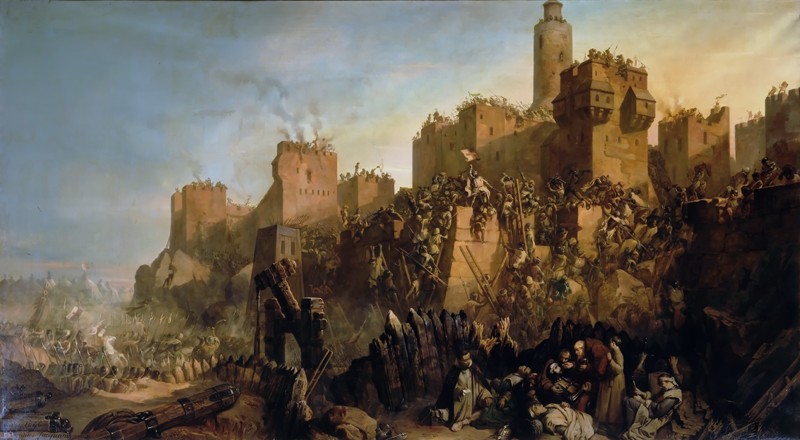 The capture of Jerusalem by Jacques de Molay in 1299 de Claude Jacquand