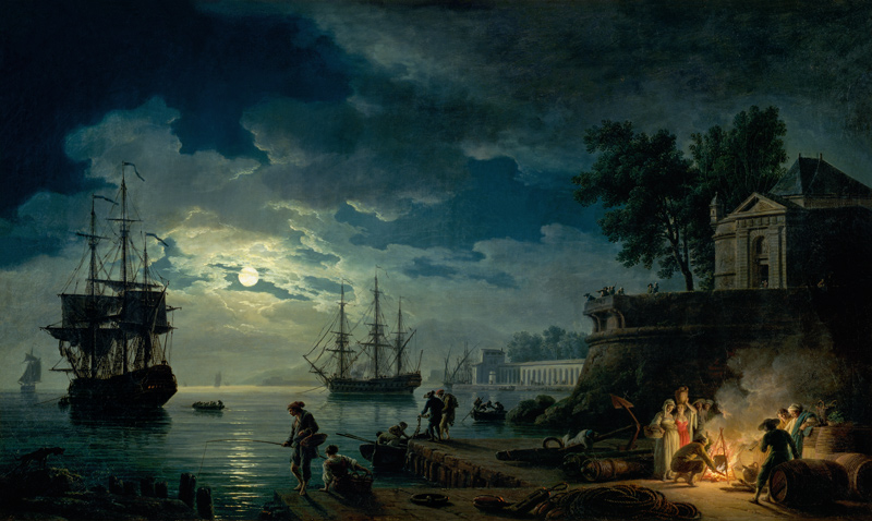 Night: A Port in the Moonlight de Claude Joseph Vernet