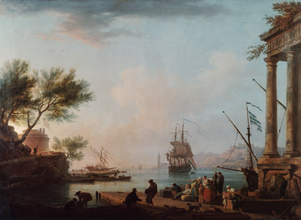 Sea Port, Sunrise de Claude Joseph Vernet