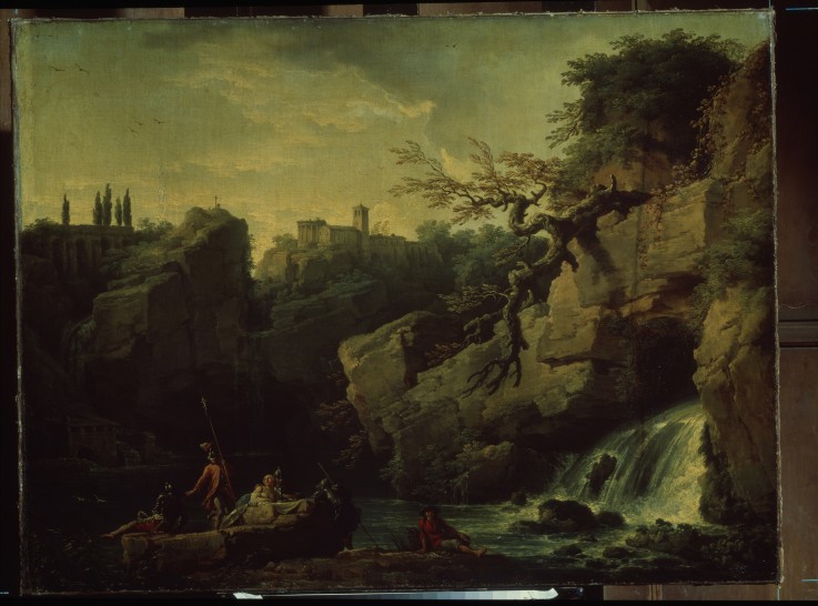Romantic landscape (Landscape in the Taste of Salvatore Rosa) de Claude Joseph Vernet