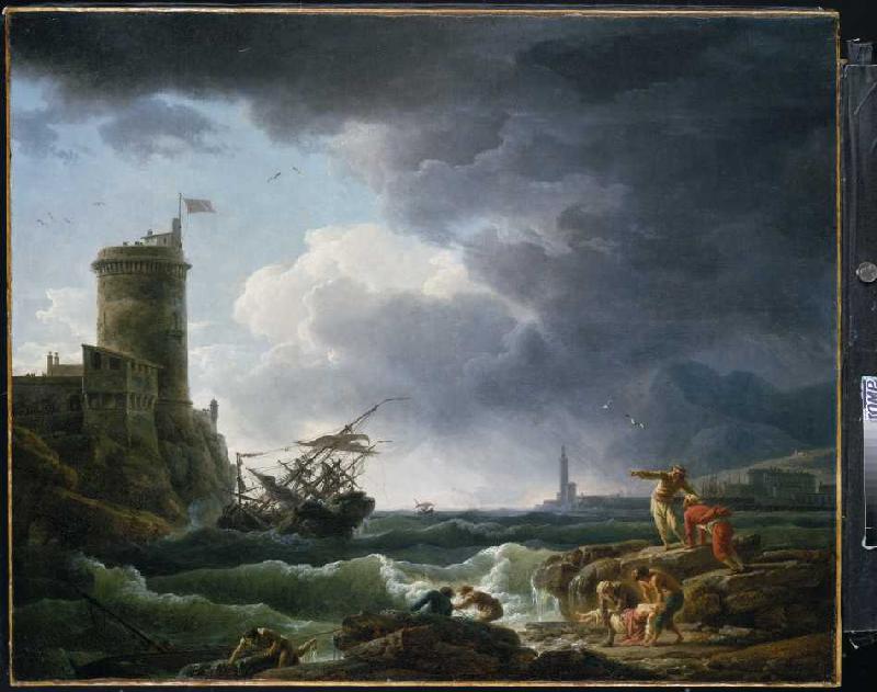 Schiffbruch im Sturm vor einer Festung de Claude Joseph Vernet