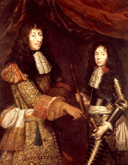 Louis II (1621-86) de Bourbon and his son Duke of Enghien de Claude Lefebvre