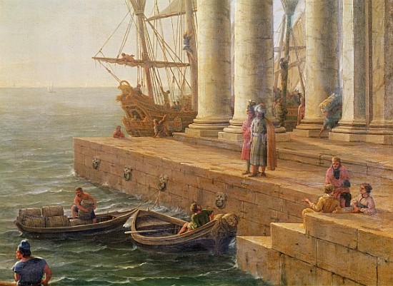 Harbour scene, detail from ''Departure of Ulysses from the land of the Feaci'' de Claude Lorrain