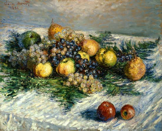 Vida tranquila con peras y uvas de Claude Monet