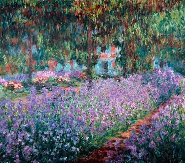 Blooming Iris in Monets garden de Claude Monet