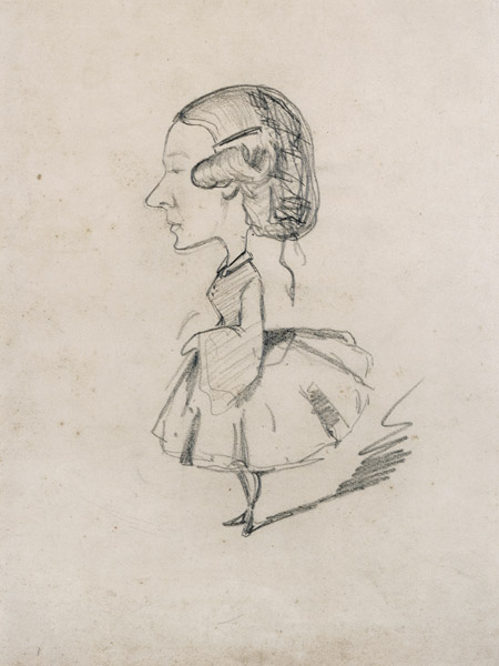 Young girl in profile with a sharp nose, c.1858 (pencil on paper) de Claude Monet