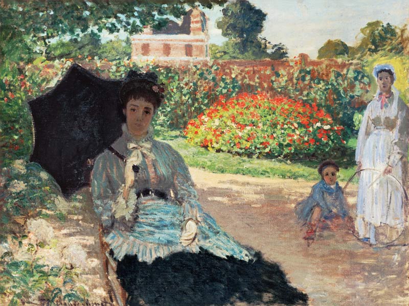 Camille Monet with son and nannies in the garden de Claude Monet