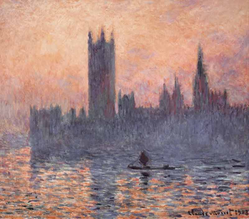l Parlamento de Londres al anochecer de Claude Monet