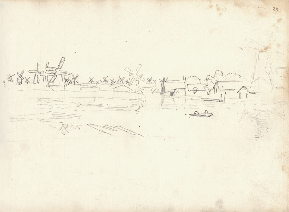 Mills on the Zaan upriver from Zaarndam de Claude Monet