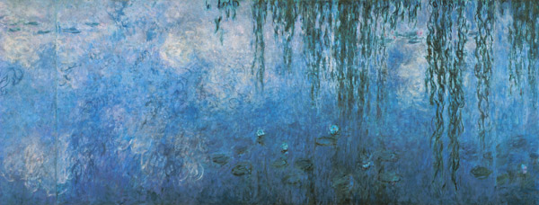 Mittleres Drittel des Seerosenbildes im Musée d`Orangerie, Süd de Claude Monet