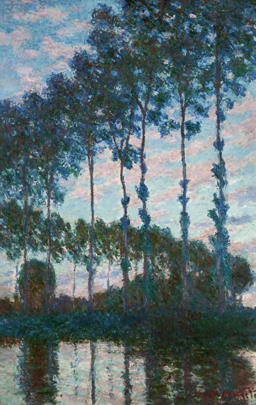 Poplars on the banks of the Epte, Evening effect de Claude Monet