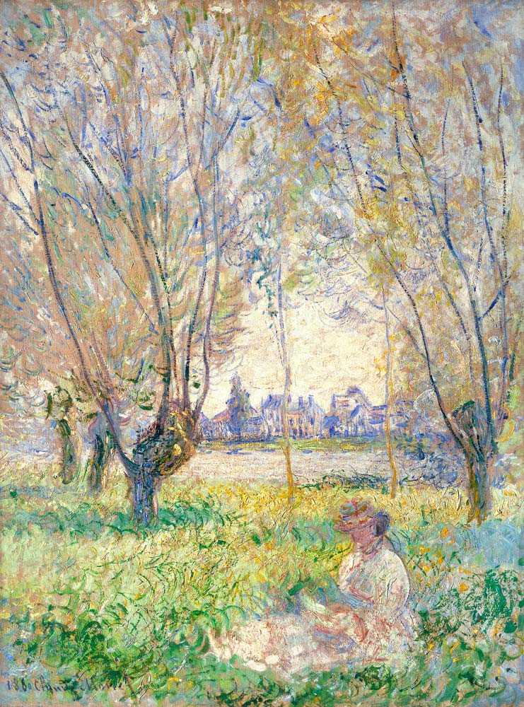 Sitzende Frau unter Weiden de Claude Monet