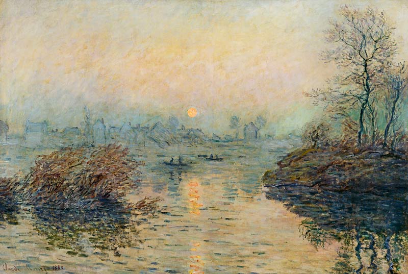 Sun Setting over the Seine at Lavacourt. Winter Effect de Claude Monet