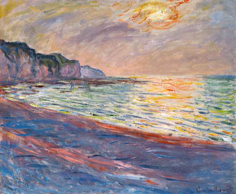 The Beach at Pourville, Setting Sun de Claude Monet