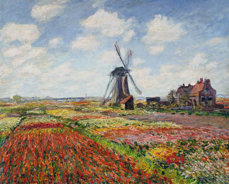Tulip Fields with the Rijnsburg Windmill de Claude Monet