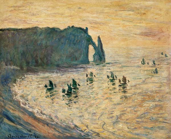 Precipicios en  Etretat de Claude Monet