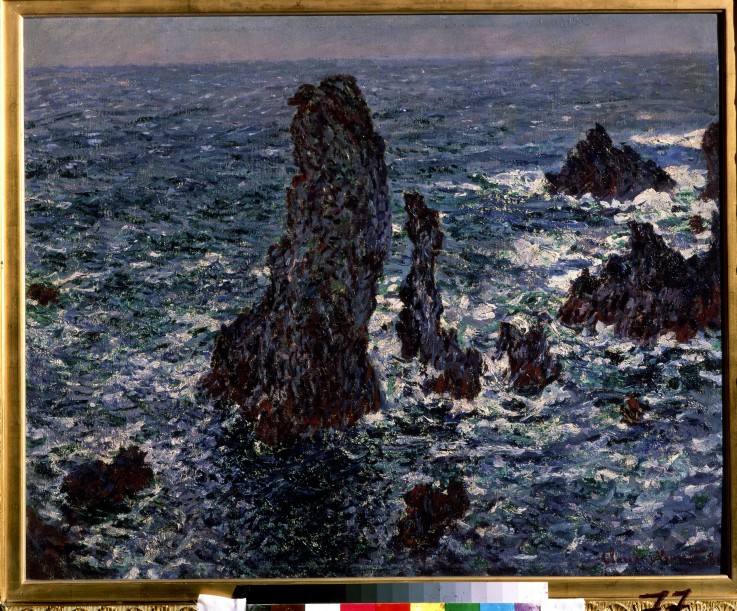 The rocks in Belle-Ile (Pyramides de Port-Coton, Mer sauvage) de Claude Monet