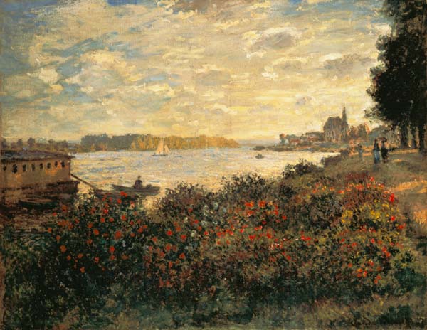 Rote Blumen am Ufer der Seine bei Argenteuil de Claude Monet