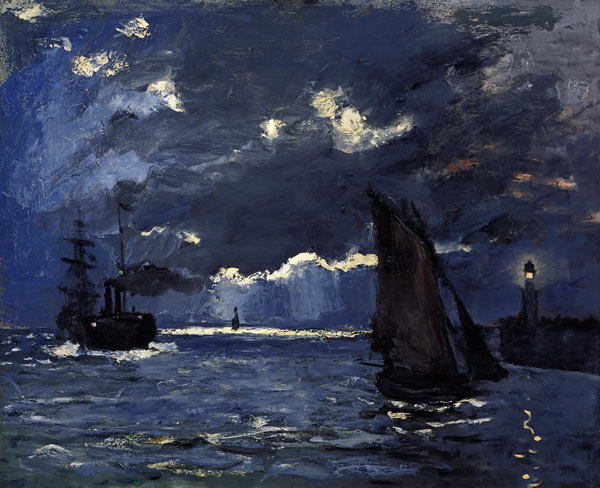 Seestück, Schiffe im Mondschein de Claude Monet