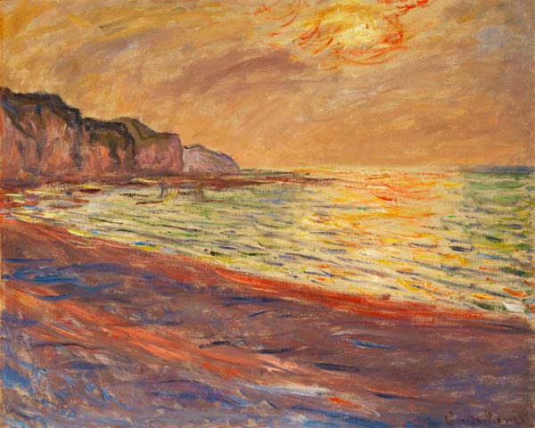 Strand in Pourville, Sonnenuntergang de Claude Monet