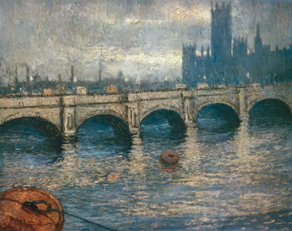 Themsebrücke and parliament building in London de Claude Monet