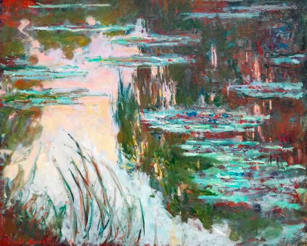 Water-Lilies, Setting Sun de Claude Monet