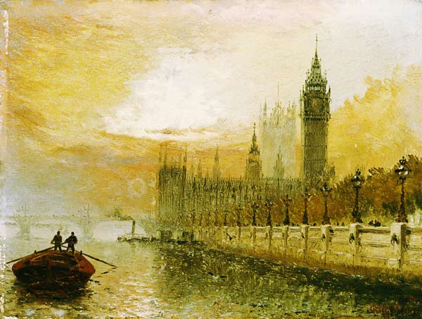 View Of Westminster From The Thames de Claude T. Stanfield Moore