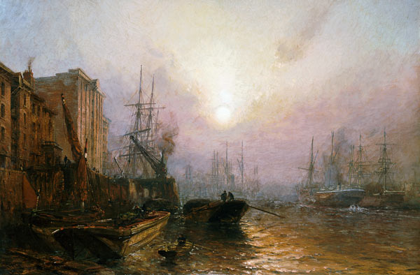 The Pool Of London, Evening de Claude T. Stanfield Moore