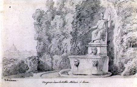 View of a Fountain in the Garden of the Villa Medici, Rome de Claude Thienon