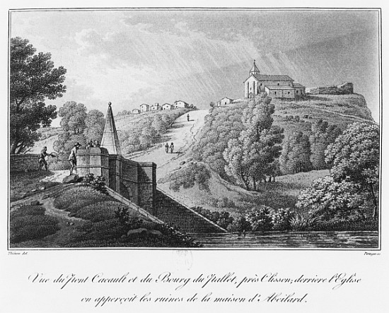 View of the Cacault bridge and the village of Pallet, near Clisson, ruins of the house of Abelard, i de Claude Thienon