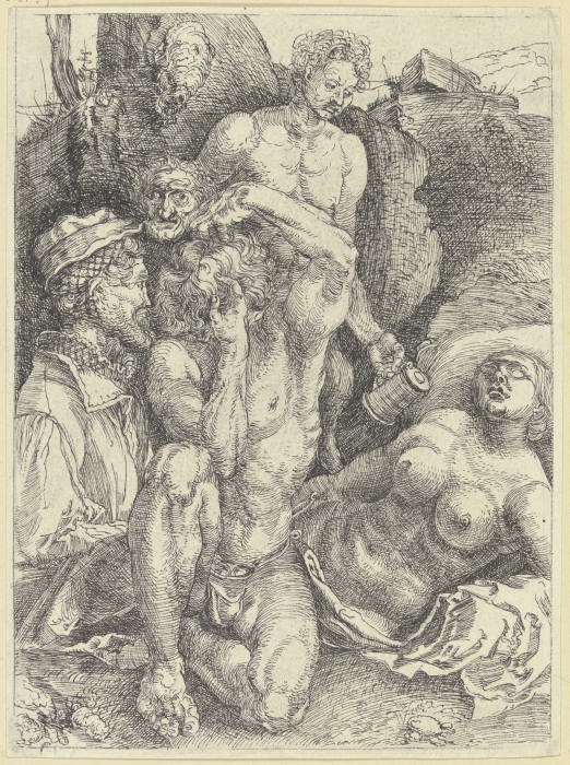 Studienblatt mit fünf Figuren ("Verzweifelnde") de Clemens Aloys Hohwiesner