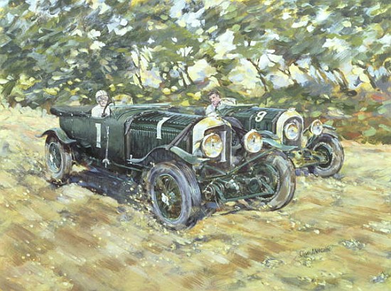 1929 Le Mans Winning Bentleys (acrylic on canvas)  de Clive  Metcalfe