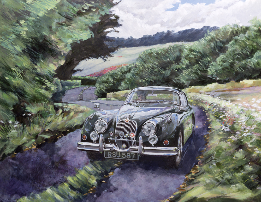 Jaguar XK150 Cruising (oil on canvas)  de Clive  Metcalfe