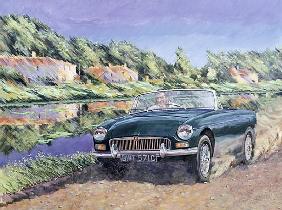 MGB by a French Canal (oil on canvas) 