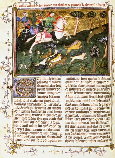 Pursuit of a Roe-buck, original text written de Comte de Foix Phebus le Chasseur Gaston III
