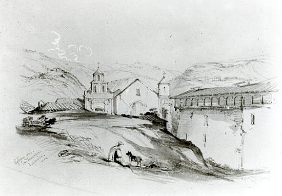 The Church of San Francisco, Valparaiso, 1834 (pencil & w/c on paper) de Conrad Martens