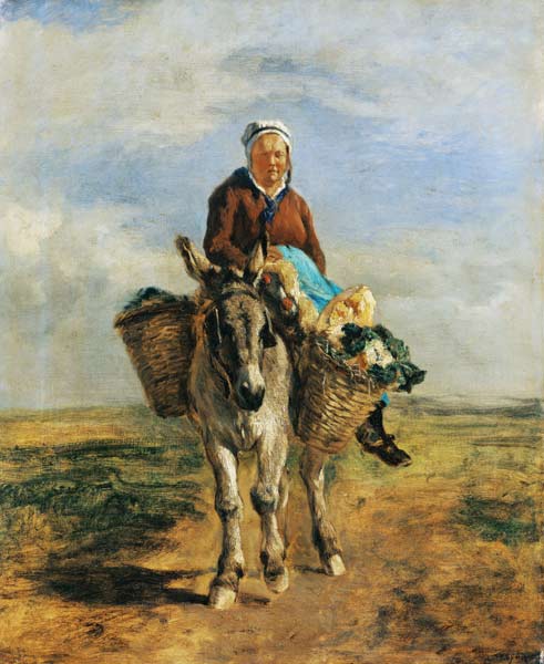 Country Woman Riding a Donkey de Constant Troyon