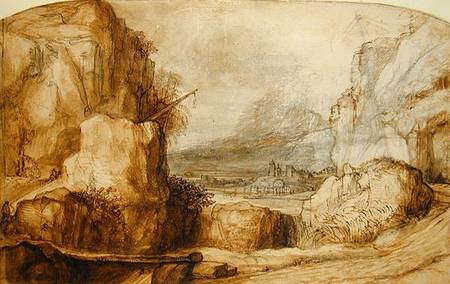 Mountainous Landscape (pen, brown ink, brush and de Constantin Daniel van Renesse