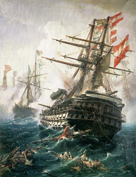 The Battle of Lissa, fought between the Austro-Hungarian Empire and Italy de Constantin Volonakis