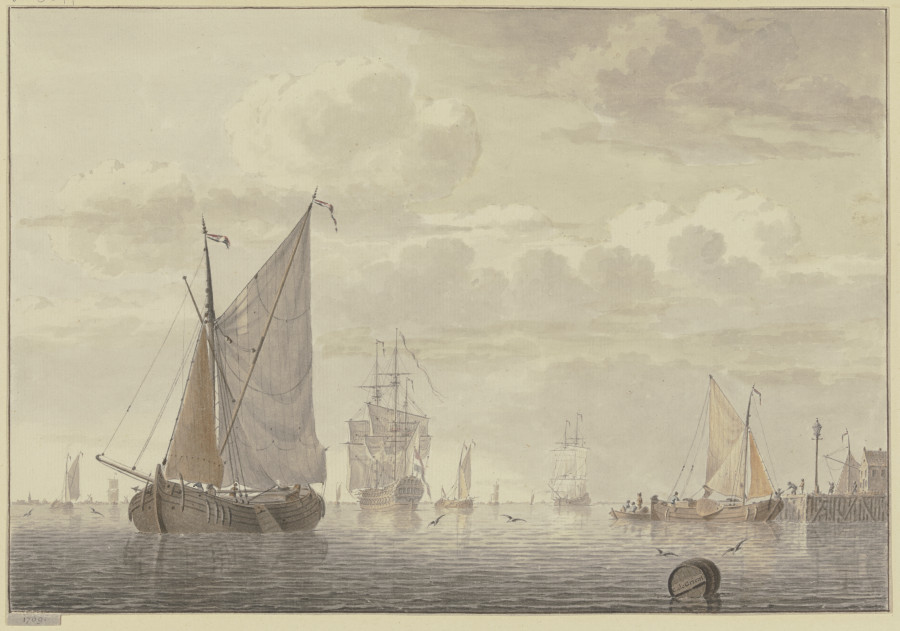 Vor Anker liegende Segelschiffe de Cornelis de Grient