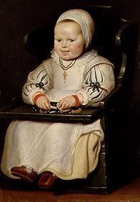 Retrato de una niña sentada en una silla