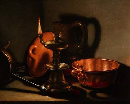 A Still Life with an oil lamp de Cornelis Jacobsz