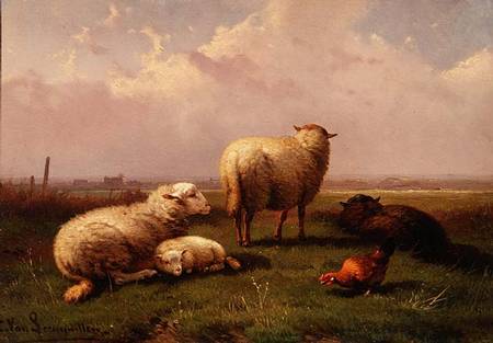 Sheep Dozing in a Pasture de Cornelis van Leemputten
