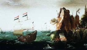 A Dutch Merchant Ship off a Rocky Coast