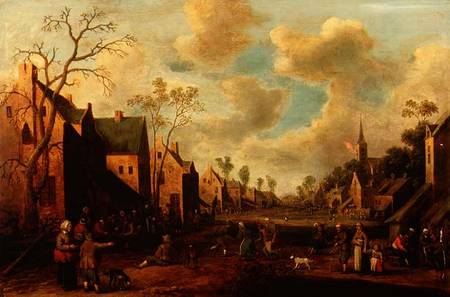 Peasants Merrymaking in a Village Street de Cornelius Droochsloot