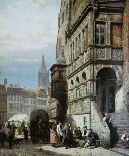 The city hall and the market place of on account o de Cornelius Springer