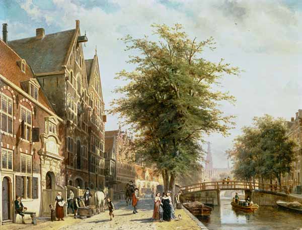 The Oude Zijds Voorburgwal in Amsterdam de Cornelius Springer